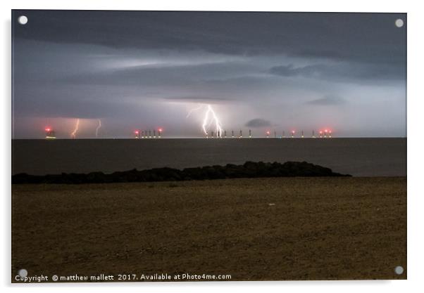 Lightning Strikes Off Clacton Beach Acrylic by matthew  mallett