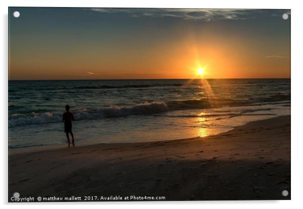 Sunset Off Bradenton Beach Florida Acrylic by matthew  mallett