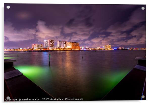 Clearwater Florida By Night Acrylic by matthew  mallett