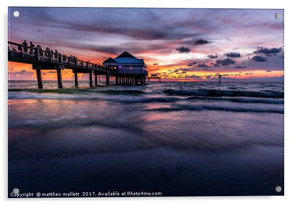 Sunset At Clearwater Beach Pier 60 Acrylic by matthew  mallett