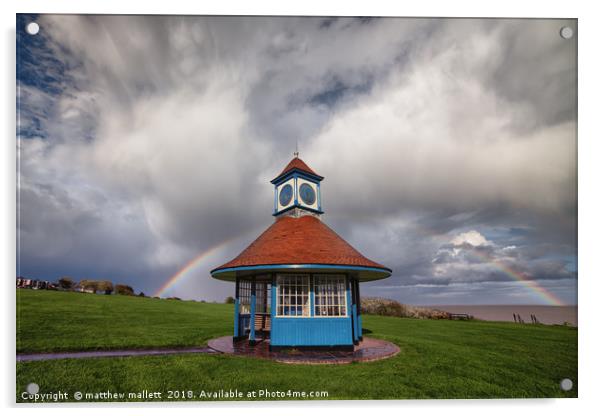 Rainbow At Frinton Clocktower Acrylic by matthew  mallett