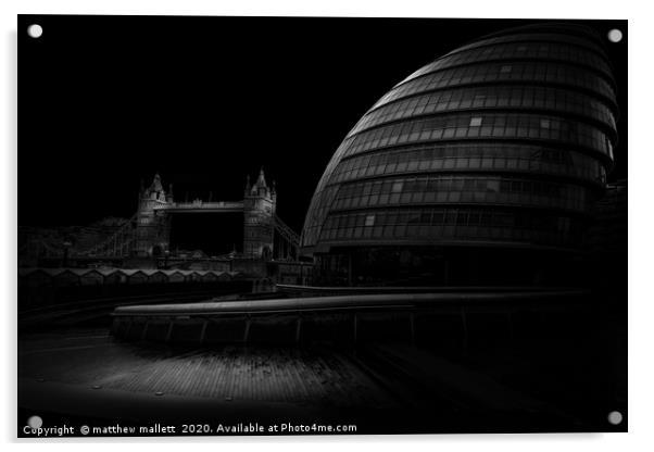 City hall And London Bridge Acrylic by matthew  mallett