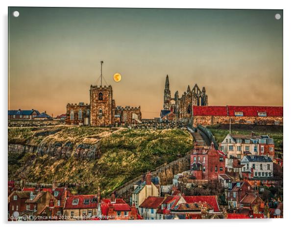 Whitby's 199 Steps to the Abbey and the Moon Acrylic by Inca Kala