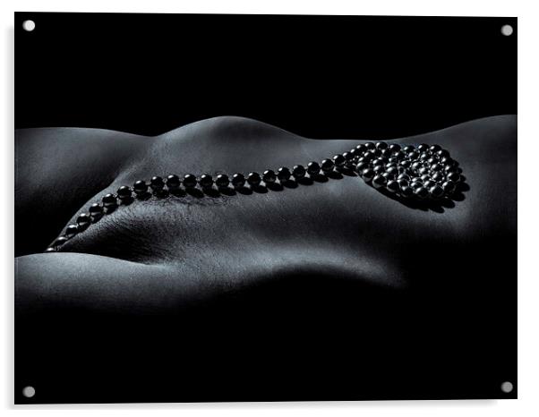 String of Pearls A Nude Bodyscape Acrylic by Inca Kala