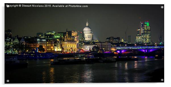  London St Paul's Cathedral By Night Acrylic by Stewart Nicolaou