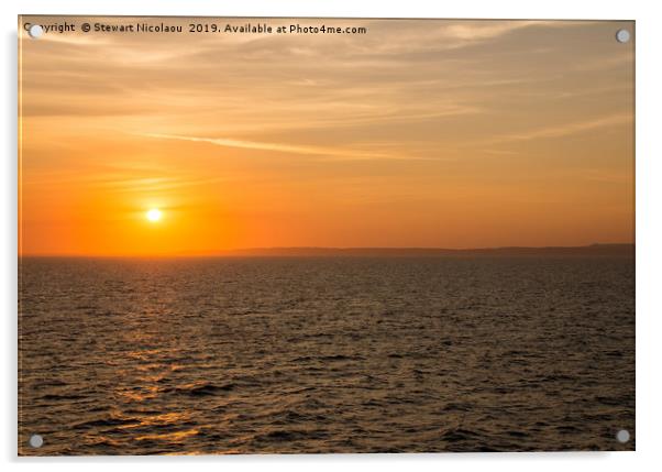 English Channel Sunset Acrylic by Stewart Nicolaou