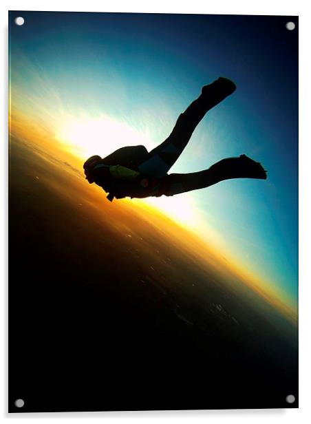 sunset skydive track Acrylic by Ewan Cowie