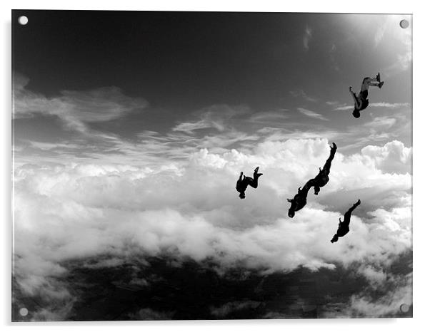 skydive in the clouds Acrylic by Ewan Cowie