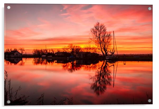 Thurne Windmill Sunset River Thurne Acrylic by James Taylor