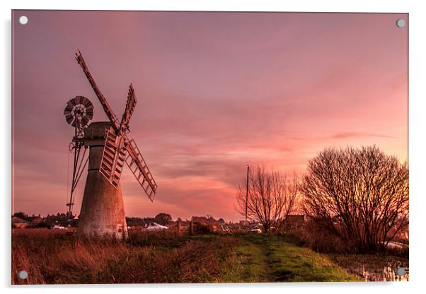 Thurne Windmill Sunset River Thurne Acrylic by James Taylor