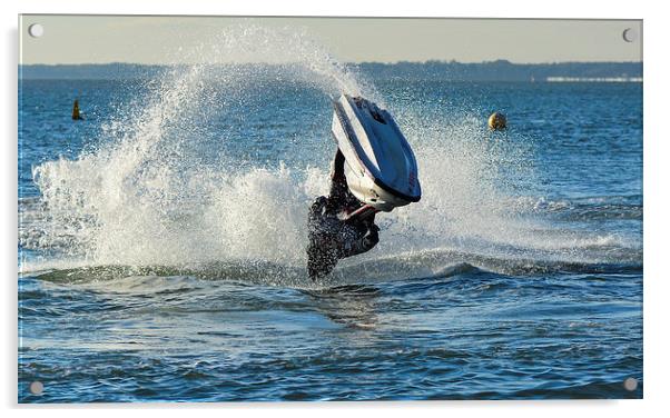 jet ski stunt on the water Acrylic by nick wastie