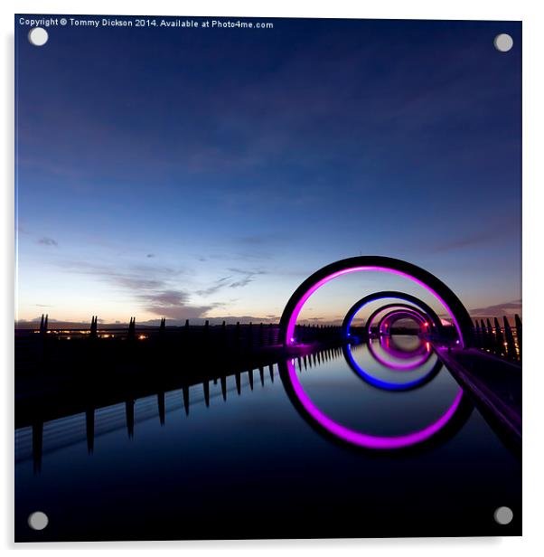 The Vibrant Reflections of Falkirk Wheel Acrylic by Tommy Dickson