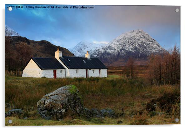 Black Rock Cottage, Glencoe. Acrylic by Tommy Dickson