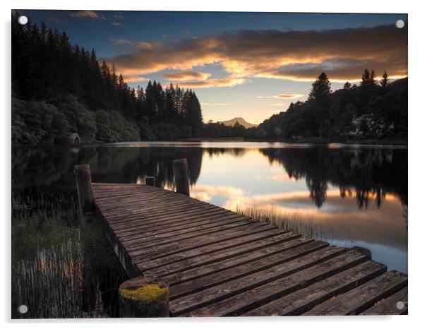 Loch Ard at Sunset Acrylic by Tommy Dickson
