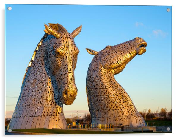 Sunrise at the Kelpies Acrylic by Tommy Dickson