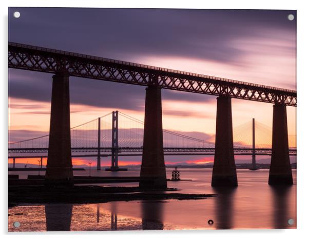 The Forth Bridges. Acrylic by Tommy Dickson