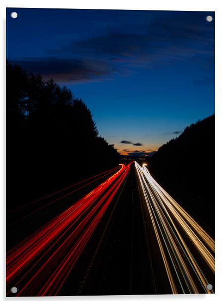 Motorway Light Trails. Acrylic by Tommy Dickson