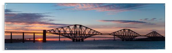 Forth Bridges Sunset. Acrylic by Tommy Dickson