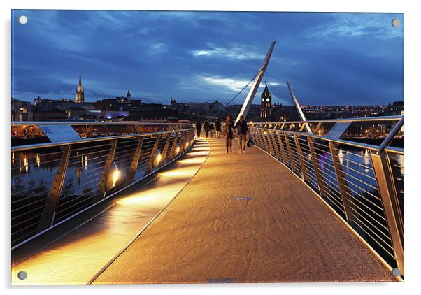The Peace Bridge, Londonderry Acrylic by Vivienne Beck