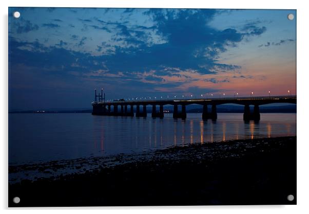 Severn Bridge in late evening Acrylic by Paul Nicholas