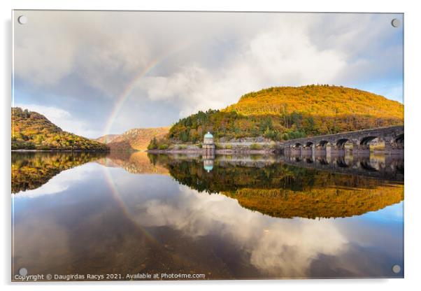 Elan Valley Autumnal Rainbow reflections Acrylic by Daugirdas Racys