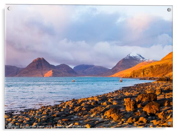 Elgol mountains in the evening golden hour light Acrylic by Daugirdas Racys