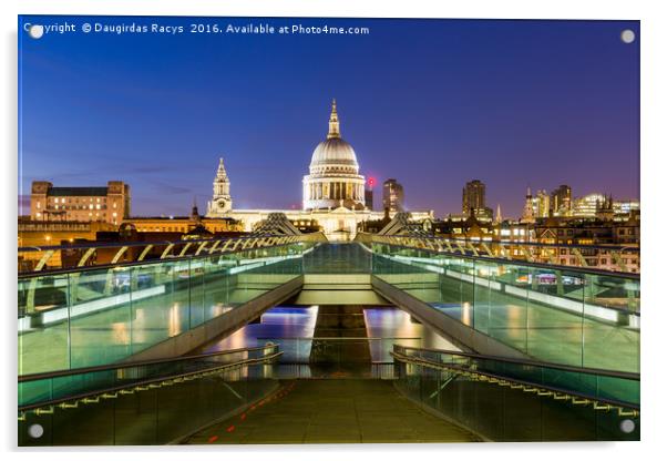 St. Paul's cathedral and Millennium bridge, London Acrylic by Daugirdas Racys