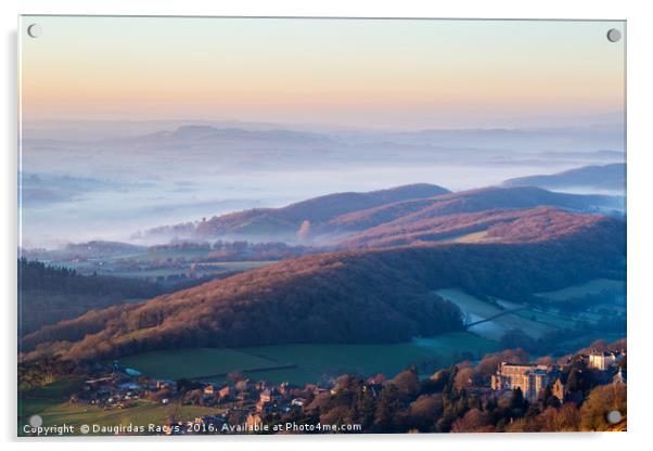 Misty Malvern Hills Panorama Acrylic by Daugirdas Racys