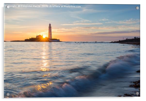 Sunrise at St. Mary's lighthouse Acrylic by Daugirdas Racys