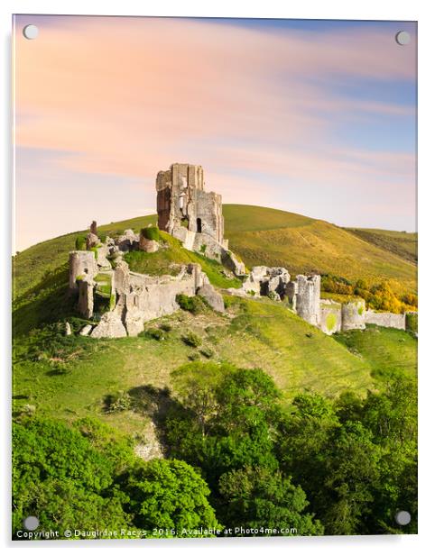 Corfe Castle in Moonlight Acrylic by Daugirdas Racys