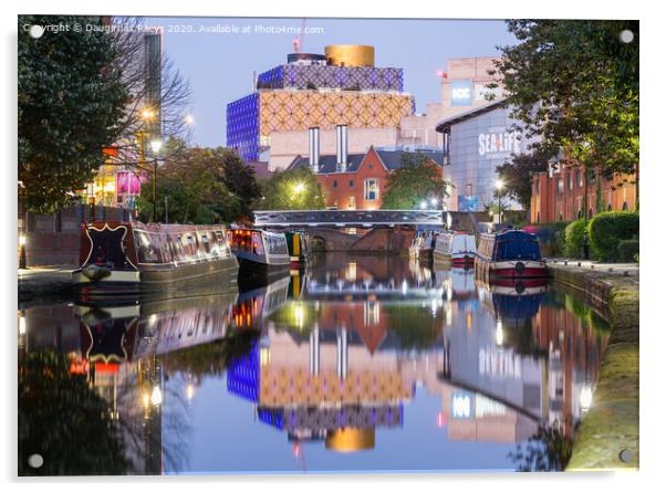 Birmingham Canal Old Line Blue hour cityscape Acrylic by Daugirdas Racys