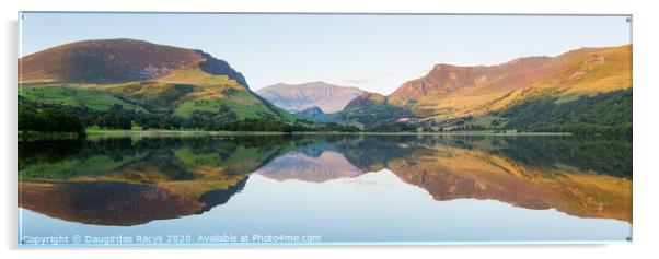Llyn Nantlle reflections (panoramic) Acrylic by Daugirdas Racys