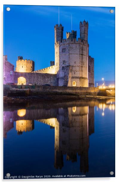 Caernarfon Castle at dusk Acrylic by Daugirdas Racys