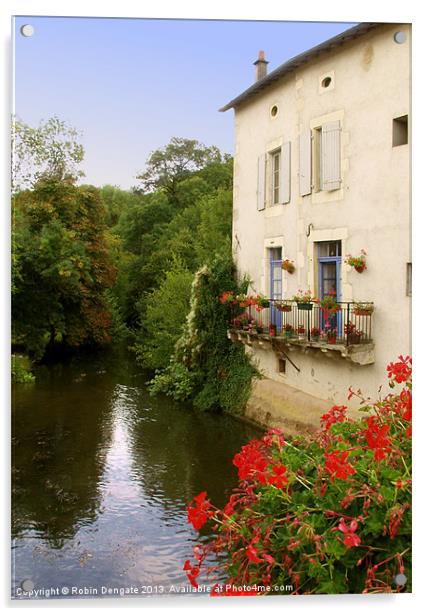 River Charente in Civray, France Acrylic by Robin Dengate