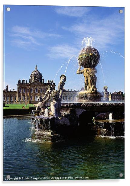 Atlas Fountain, Castle Howard Acrylic by Robin Dengate