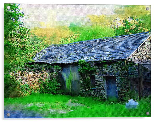 Old Barn, Lake District Acrylic by Amanda Moore
