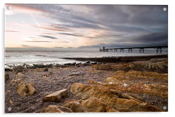 Fading light over Clevedon Pier Acrylic by Mike French