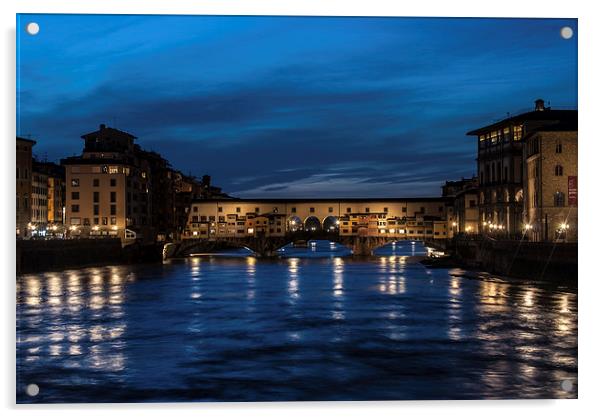 Ponte Vecchio, Florence at night Acrylic by Terry Rickeard
