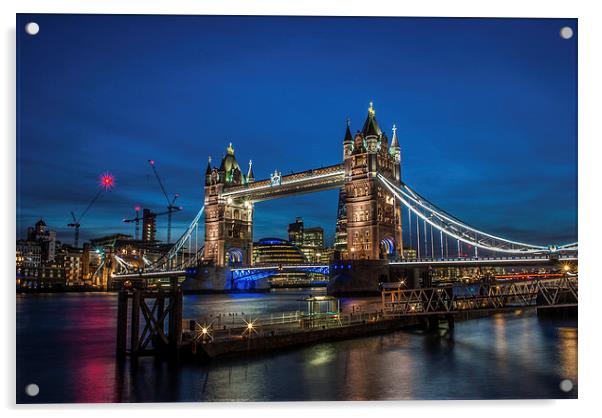 Tower Bridge at night Acrylic by Terry Rickeard