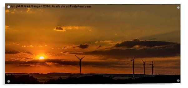 Wind turbines against the sunset Acrylic by Mark Bangert