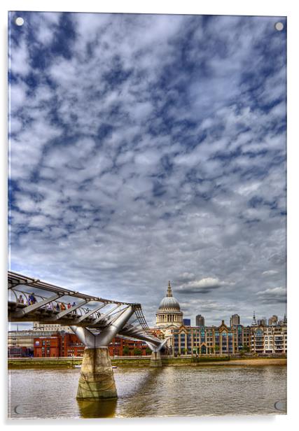 London St Paul’s Cathedral and Millennium Bridge Acrylic by Mike Gorton