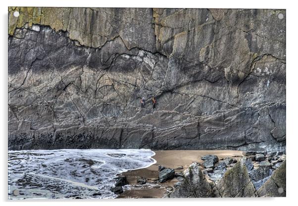 Rock Climbing on Baggy Point Acrylic by Mike Gorton