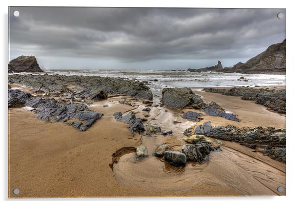 Hartland Quay at low tide Acrylic by Mike Gorton