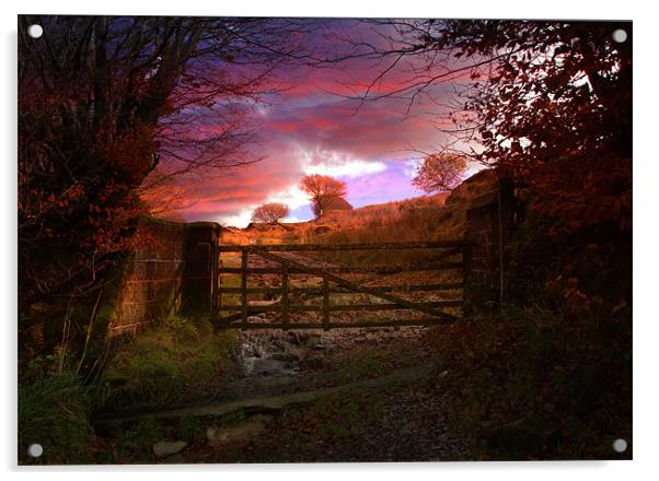 Gateway to an Autumn Exmoor Sunset Acrylic by Mike Gorton