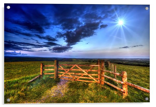 Five Bar Gate With A View Acrylic by Mike Gorton