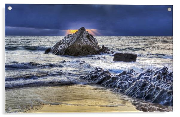 Sandymouth Beach, Sunset 2 Acrylic by Mike Gorton