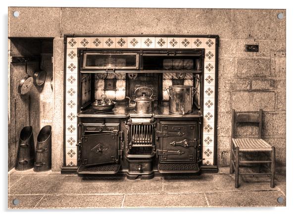 Old Cooking Range Sepia Acrylic by Mike Gorton