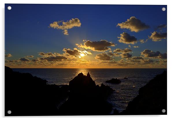 Golden Sunset At Hartland Quay Acrylic by Mike Gorton