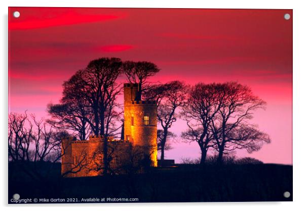 Sunset over Tawstock Castle in Barnstaple Acrylic by Mike Gorton