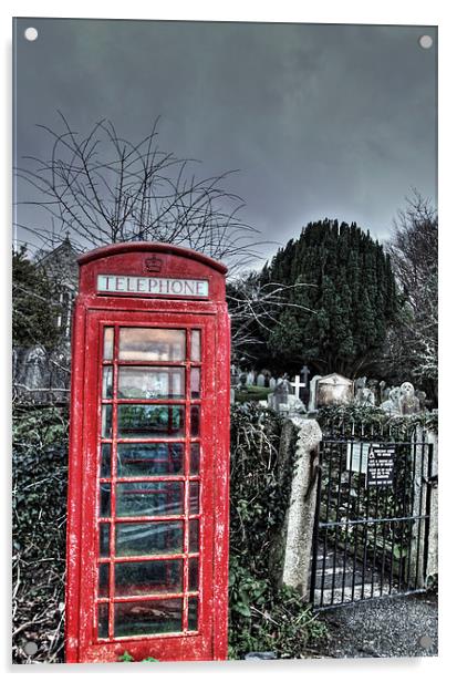 phone box outside a graveyard Acrylic by frank martyn
